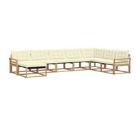 vidaXL Set di divani da esterno con cuscino 8 pcs Bianco e Crema, Set di divani da giardino moderni, legno di acacia resistente, comodi lettini, arredo esterno per vivere con stile