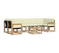 vidaXL Set di divani da esterno con cuscino 8 pcs Bianco e Crema, Set di divani moderni per esterni, lounge giardino resistente, posti a sedere in patio, ensemble per il giardino