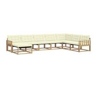 vidaXL Set di divani da esterno con cuscino 8 pcs Bianco e Crema, Set Divano da Giardino, Mobili Moderni, Seduta Resistente per Terrazzo, Lettino Confortevole, Design Elegante