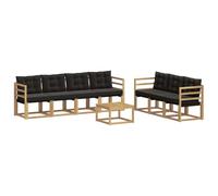 vidaXL Set di divani da esterno con cuscino 8 pcs Bianco e Nero, Divano moderno da giardino, pratico set sezione esterna, lounge patio, sedute per il comfort