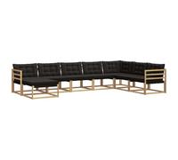 vidaXL Set di divani da esterno con cuscino 8 pcs Bianco e Nero, Set di divani da giardino moderni, legno di acacia resistente, comodi lettini, arredo esterno per vivere con stile