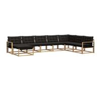 vidaXL Set di divani da esterno con cuscino 8 pcs Bianco e Nero, Set di divani da giardino moderni, legno di acacia resistente, comodi lettini, arredo esterno per vivere con stile
