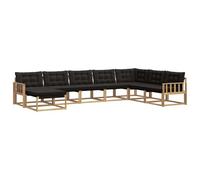 vidaXL Set di divani da esterno con cuscino 8 pcs Bianco e Nero, Set di divani da giardino moderni, legno di acacia resistente, comodi lettini, arredo esterno per vivere con stile