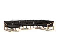 vidaXL Set di divani da esterno con cuscino 8 pcs Bianco e Nero, Set di divani da giardino moderni, legno di acacia resistente, comodi lettini, arredo esterno per vivere con stile
