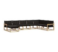 vidaXL Set di divani da esterno con cuscino 8 pcs Bianco e Nero, Set di divani da giardino moderni, legno di acacia resistente, comodi lettini, arredo esterno per vivere con stile