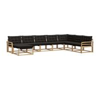 vidaXL Set di divani da esterno con cuscino 8 pcs Bianco e Nero, Set di divani da giardino moderni, legno di acacia resistente, comodi lettini, arredo esterno per vivere con stile