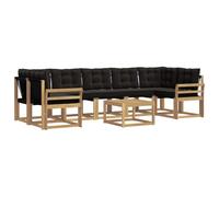 vidaXL Set di divani da esterno con cuscino 8 pcs Bianco e Nero, Set di divani moderni per esterni, lounge giardino resistente, posti a sedere in patio, ensemble per il giardino