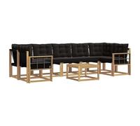 vidaXL Set di divani da esterno con cuscino 8 pcs Bianco e Nero, Set di divani moderni per esterni, lounge giardino resistente, posti a sedere in patio, ensemble per il giardino