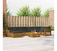 vidaXL Set di divani da esterno con cuscino 8 pcs Naturale e Antracite, Set divano sezionale da giardino, arredo esterno moderno, resistente per rilassarsi in giardino