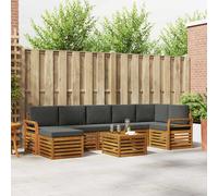 vidaXL Set divano sezionale con cuscino 8 pcs Naturale e Antracite, Divano da giardino, set moderno per esterni, mobili sezionali per terrazza, lounge resistente e confortevole