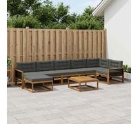 vidaXL Set di divani da esterno con cuscino 8 pcs Naturale e Antracite, Set Divano da Esterno in Acacia, Mobili Modulari per Giardino, Comodo per Piscina, Lounge Resistente per Giardino