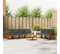 vidaXL Set di divani da esterno con cuscino 8 pcs Naturale e Antracite, Divano da Esterno Moderno, Sezionale da Giardino, Lounge Patio Durevole, Set Comodo per il Relax in Terrazza