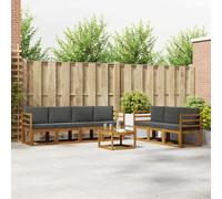 vidaXL Set di divani da esterno con cuscino 8 pcs Naturale e Antracite, Divano da Esterno Moderno, Sezionale da Giardino, Lounge Patio Durevole, Set Comodo per il Relax in Terrazza