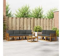 vidaXL Set di divani da esterno con cuscino 8 pcs Naturale e Antracite, Divano da Esterno Moderno, Sezionale da Giardino, Lounge Patio Durevole, Set Comodo per il Relax in Terrazza