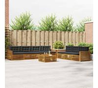 vidaXL Set di divani da esterno con cuscino 8 pcs Naturale e Antracite