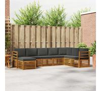 vidaXL Set divano sezionale con cuscino 8 pcs Naturale e Antracite, Divano da giardino, set modulare, mobilio outdoor resistente per terrazzo e patio, comodo