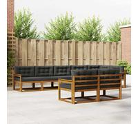 vidaXL Set di divani da esterno con cuscino 8 pcs Naturale e Antracite, Divano in legno di acacia, set lounge moderno, arredo giardino resistente, comodo per patio e bordo piscina