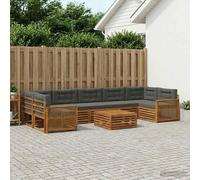 vidaXL Set di divani da esterno con cuscino 8 pcs Naturale e Antracite, Divano moderno da esterno, arredo sezionale, lounge patio, posti in terrazza, set comfort giardino