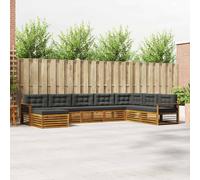 vidaXL Set di divani da esterno con cuscino 8 pcs Naturale e Antracite, Divano da giardino, moderno, arredo esterno resistente, set per patio, comodo e chic