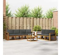 vidaXL Set di divani da esterno con cuscino 8 pcs Naturale e Antracite, Divano da Esterno Moderno, Sezionale da Giardino, Lounge Patio Durevole, Set Comodo per il Relax in Terrazza