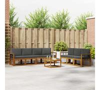 vidaXL Set di divani da esterno con cuscino 8 pcs Naturale e Antracite, Divano da Esterno Moderno, Sezionale da Giardino, Lounge Patio Durevole, Set Comodo per il Relax in Terrazza
