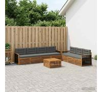 vidaXL Set di divani da esterno con cuscino 8 pcs Naturale e Antracite, Divano da Giardino, Arredo Esterno Moderno, Set Sezionale per Terrrazza e Lounge Comfortevole