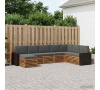 vidaXL Set di divani da esterno con cuscino 8 pcs Naturale e Antracite, Mobili da Giardino, Divano Moderno per Esterni, Set per Patio, Lounge Terrazza, Comfort Resistente