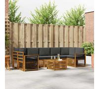 vidaXL Set di divani da esterno con cuscino 8 pcs Naturale e Antracite, Sofa Elegante da Giardino, Set Sezionale Moderno per Esterni, Lounge Durevole, Arredamento Comodo per Terrazzo