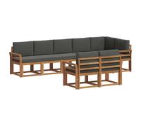 vidaXL Set di divani da esterno con cuscino 8 pcs Naturale e Antracite, Divano da esterno moderno per terrazze, set di divani per patio stiloso, mobili resistenti per un comfort totale