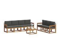vidaXL Set di divani da esterno con cuscino 8 pcs Naturale e Antracite, Divano da Esterno Moderno, Sezionale da Giardino, Lounge Patio Durevole, Set Comodo per il Relax in Terrazza