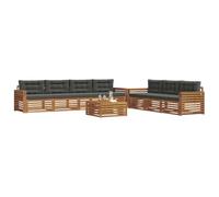 vidaXL Set di divani da esterno con cuscino 8 pcs Naturale e Antracite, Divano da Giardino, Arredo Esterno Moderno, Set Sezionale per Terrrazza e Lounge Comfortevole