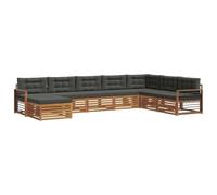vidaXL Set di divani da esterno con cuscino 8 pcs Naturale e Antracite, Divano da giardino, moderno, arredo esterno resistente, set per patio, comodo e chic