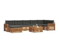 vidaXL Set di divani da esterno con cuscino 8 pcs Naturale e Antracite, Set divano sezionale da giardino, arredo esterno moderno, resistente per rilassarsi in giardino