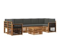 vidaXL Set di divani da esterno con cuscino 8 pcs Naturale e Antracite, Divano da giardino, set moderno per esterni, arredo resistente per patio, terrazza comoda