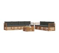vidaXL Set di divani da esterno con cuscino 8 pcs Naturale e Antracite, Divano da giardino, set moderno per esterni, sezionale resistente, posti in terrazza, mobile comfy