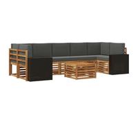vidaXL Set di divani da esterno con cuscino 8 pcs Naturale e Antracite, Sofa Elegante da Giardino, Set Sezionale Moderno per Esterni, Lounge Durevole, Arredamento Comodo per Terrazzo