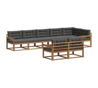 vidaXL Set di divani da esterno con cuscino 8 pcs Naturale e Antracite, Divano in Legno di Acacia, Mobili da Esterno Moderni, Set di Lounge per Giardino, Divano da Patio Durevole