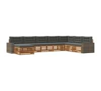 vidaXL Set di divani da esterno con cuscino 8 pcs Naturale e Antracite, Divano Lounge da Giardino, Mobili Sezionali Resistenti, Per Patio, Set di Arredo Terrazza