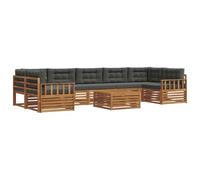 vidaXL Set di divani da esterno con cuscino 8 pcs Naturale e Antracite, Divano da giardino, mobili modulari, seduta resistente, lounge moderna per patio, set comodo per terrazzi