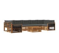 vidaXL Set di divani da esterno con cuscino 8 pcs Naturale e Antracite, Divano moderno da esterno, arredo sezionale, lounge patio, posti in terrazza, set comfort giardino
