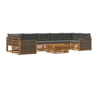 vidaXL Set di divani da esterno con cuscino 8 pcs Naturale e Antracite, Divano moderno da esterno, arredo sezionale, lounge patio, posti in terrazza, set comfort giardino