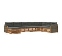 vidaXL Set di divani da esterno con cuscino 8 pcs Naturale e Antracite, Divano moderno da esterno, arredamento sezionale, relax in terrazza, set comodo per il patio