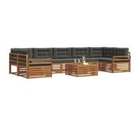 vidaXL Set di divani da esterno con cuscino 8 pcs Naturale e Antracite, Divano da giardino, mobili modulari, seduta resistente, lounge moderna per patio, set comodo per terrazzi