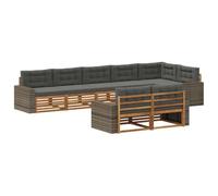vidaXL Set di divani da esterno con cuscino 8 pcs Naturale e Antracite, Set Divano da Esterno in Acacia, Lounge Giardino Moderno, Mobili Resistenti per Relax in Terrazza
