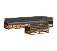 vidaXL Set di divani da esterno con cuscino 8 pcs Naturale e Antracite, Divano moderno in acacia, set esterno per terrazza, angolo relax in giardino e modularità senza pari