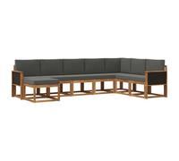 vidaXL Set di divani da esterno con cuscino 8 pcs Naturale e Antracite, Divano moderno per esterni, sezione resistente alle intemperie, arredamento giardino, comfort sul patio