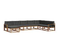 vidaXL Set di divani da esterno con cuscino 8 pcs Naturale e Antracite, Divano Sezionale Moderno in Acacia, Mobili da Giardino, Relax nel Patio, Comfort per il Tuo Giardino