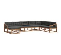 vidaXL Set di divani da esterno con cuscino 8 pcs Naturale e Antracite, Divano Sezionale Moderno in Acacia, Mobili da Giardino, Relax nel Patio, Comfort per il Tuo Giardino
