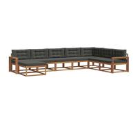 vidaXL Set di divani da esterno con cuscino 8 pcs Naturale e Antracite, Divano Sezionale Moderno in Acacia, Mobili da Giardino, Relax nel Patio, Comfort per il Tuo Giardino