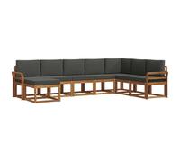 vidaXL Set di divani da esterno con cuscino 8 pcs Naturale e Antracite, Giardino, Divano da esterno moderno, Set di mobili sectional, Sedute da patio durevoli, Terrazza per il comfort